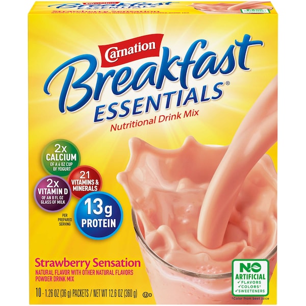 Carnation Strawberry Breakfast Essentials Drink Mix 12.6 oz., PK6